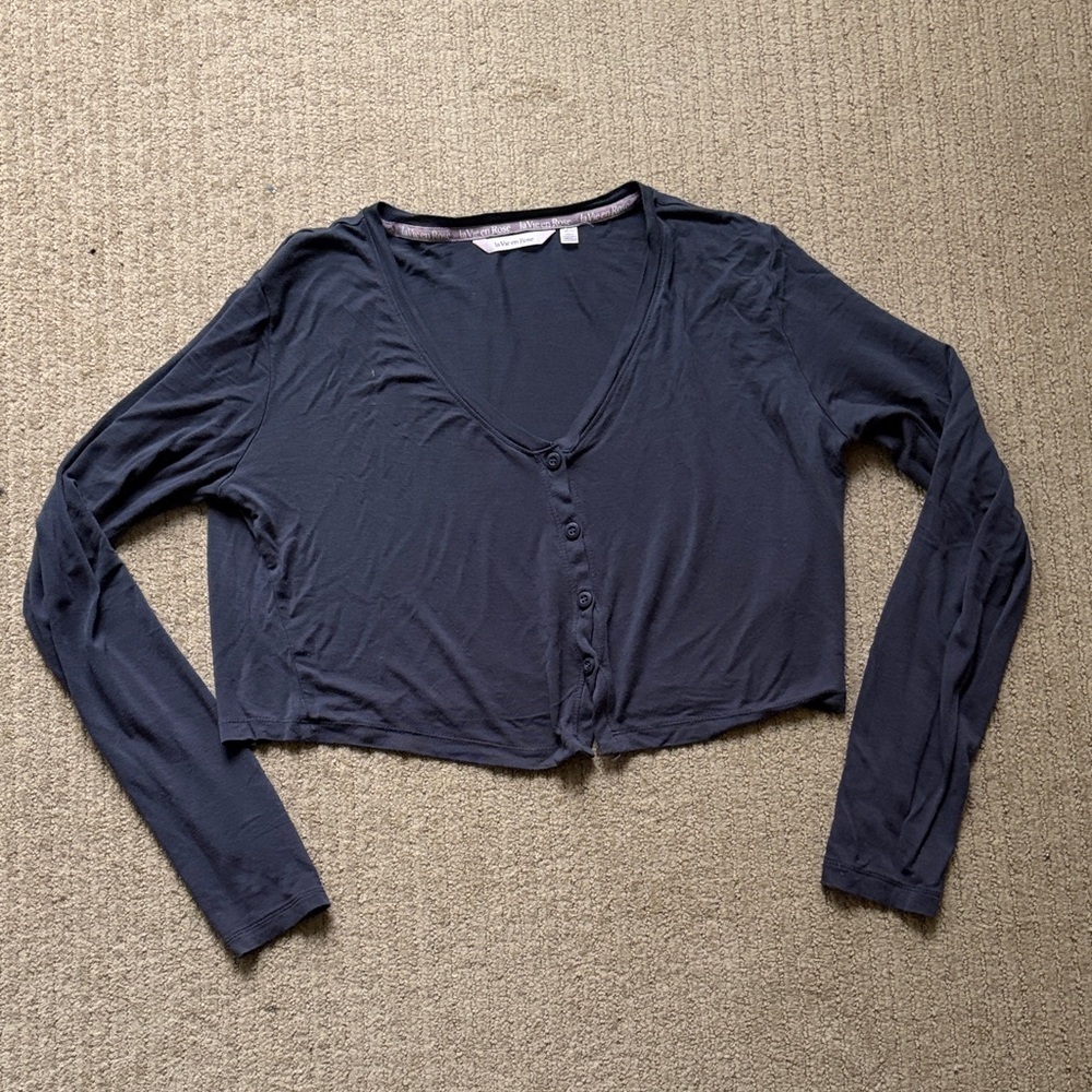 La Vie En Rose Lounge Button Down Cropped Long Sleeve, M